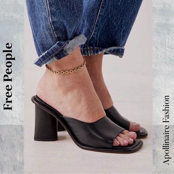 Free People Mandi Mule Heel Sandals in Black Size 40 EU 10 USA New - Picture 1 of 6